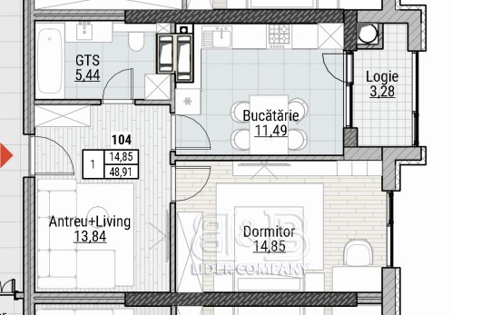De vânzare apartament 48,91 mp – Colina Verde Residence, Durlesti