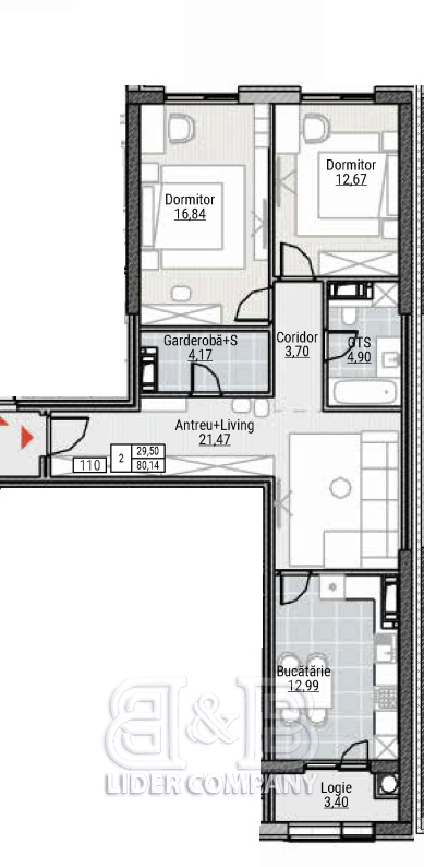 De vânzare apartament 80,14 mp – Colina Verde Residence, Durlesti