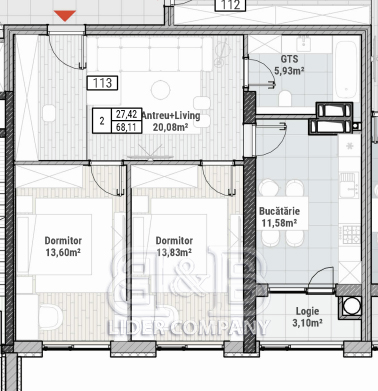 De vânzare apartament – Colina Verde Residence, Durlesti, str. Nicolae Dimo