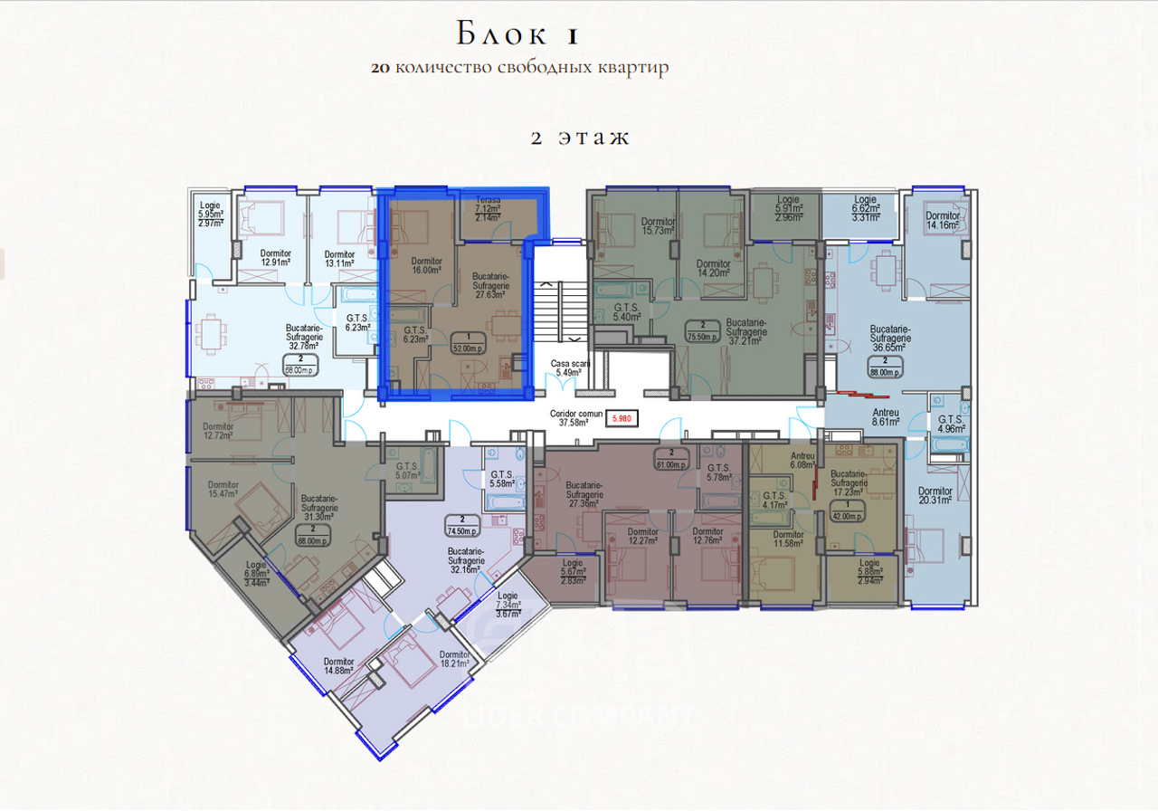 Apartament cu 1 cameră, 52 mp, Complex Premium Uptown, Durlești