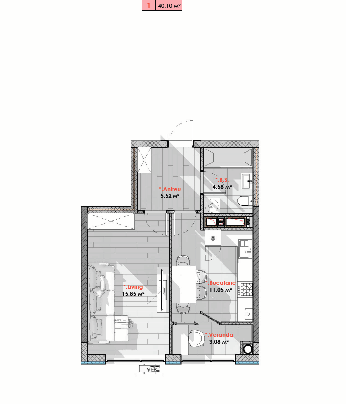 Se vinde apartament 40,10 mp, în complexul Solaris, sectorul Telecentru
