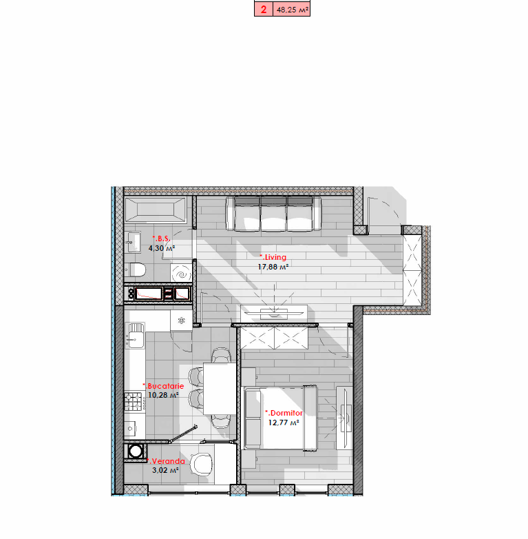 Se vinde apartament 48,25 mp, în complexul Solaris, sectorul Telecentru