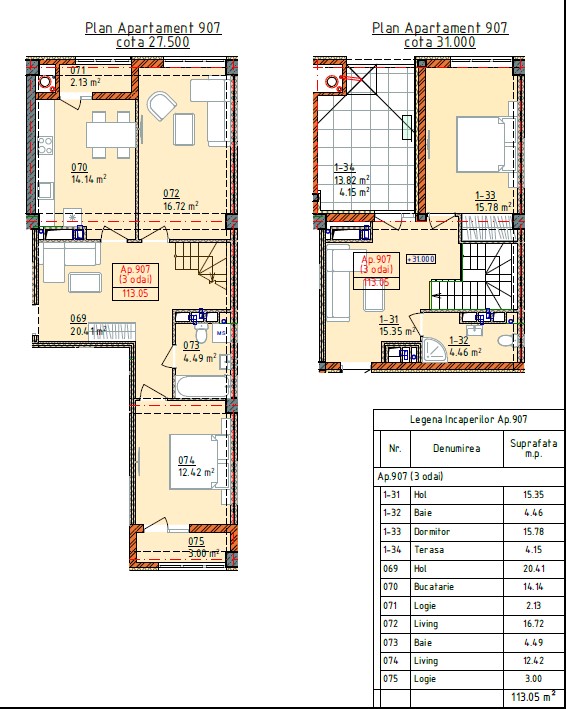 Apartament de vânzare cu terasă 113 mp - Complexul Cluj