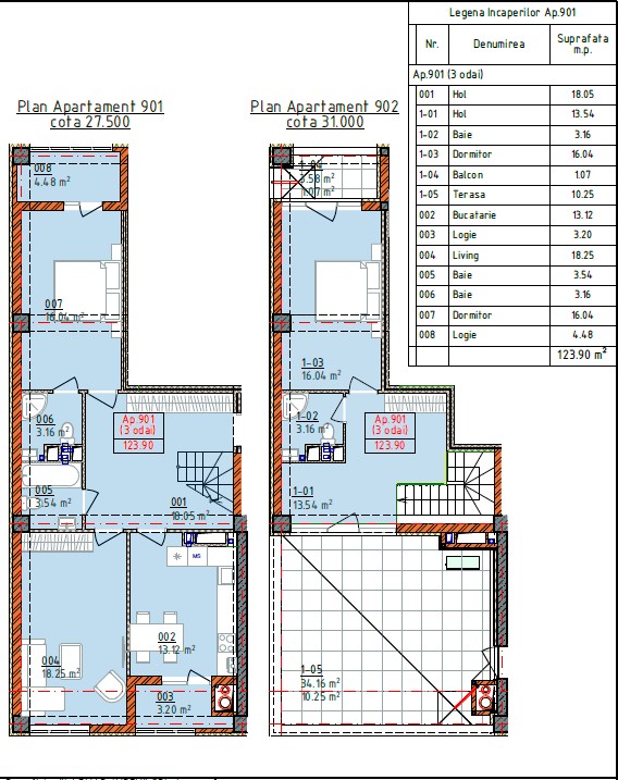 PENTHOUSE de vanzare – 123,90 mp, Bloc A02 – Complex Cluj