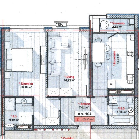 Apartament 2 camere, 63,50 m2  , în complexul Solaris , Telecentru
