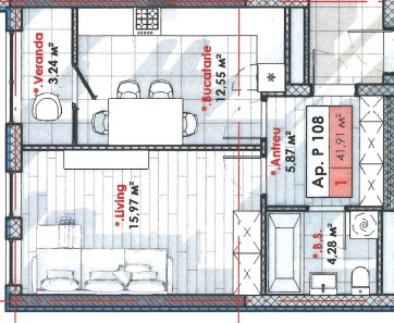Apartament cu 1 cameră și Living ,  41,91 m², Telecentru, Chișinău