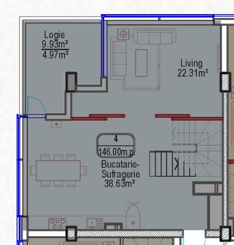 Se vinde Penthouse pe 2 niveluri – 146 mp, Durlești